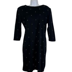 Vintage Y2K Hearts Black Studded Knit Dress 90s Minimalist Scoop Back